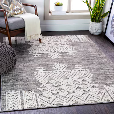 Surya Ariana 8 X 10 (ft) Charcoal Indoor/Outdoor Medallion Global Area Rug | Lowe's