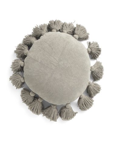 16in Round Pillow With Tassels | TJ Maxx