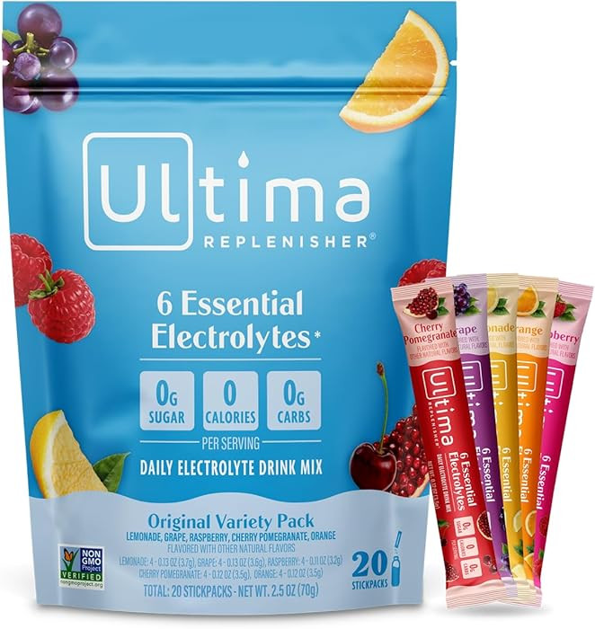 Ultima Replenisher Daily Electrolyte Powder – Original Variety Pack, 20 Stickpacks – Zero Sug... | Amazon (US)