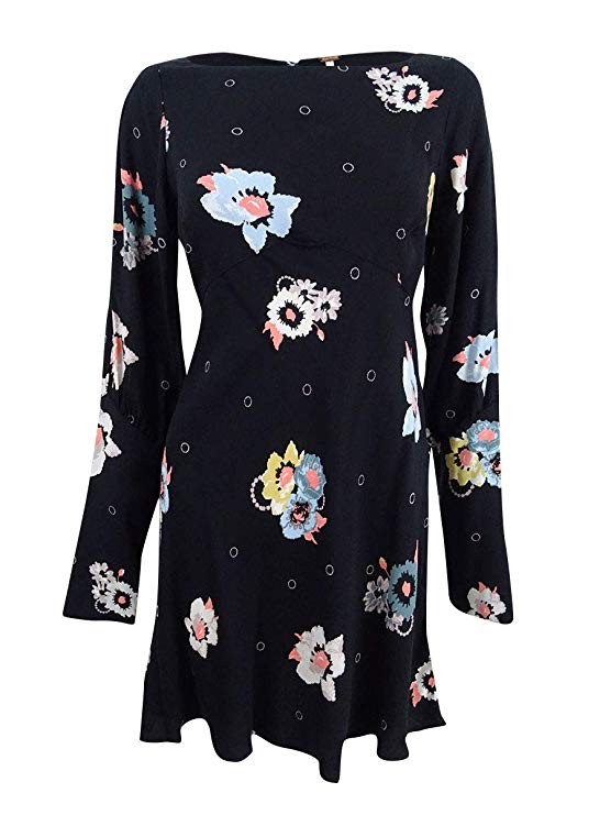 Free People Womens Split Sleeves Floral Print Mini Dress | Amazon (US)