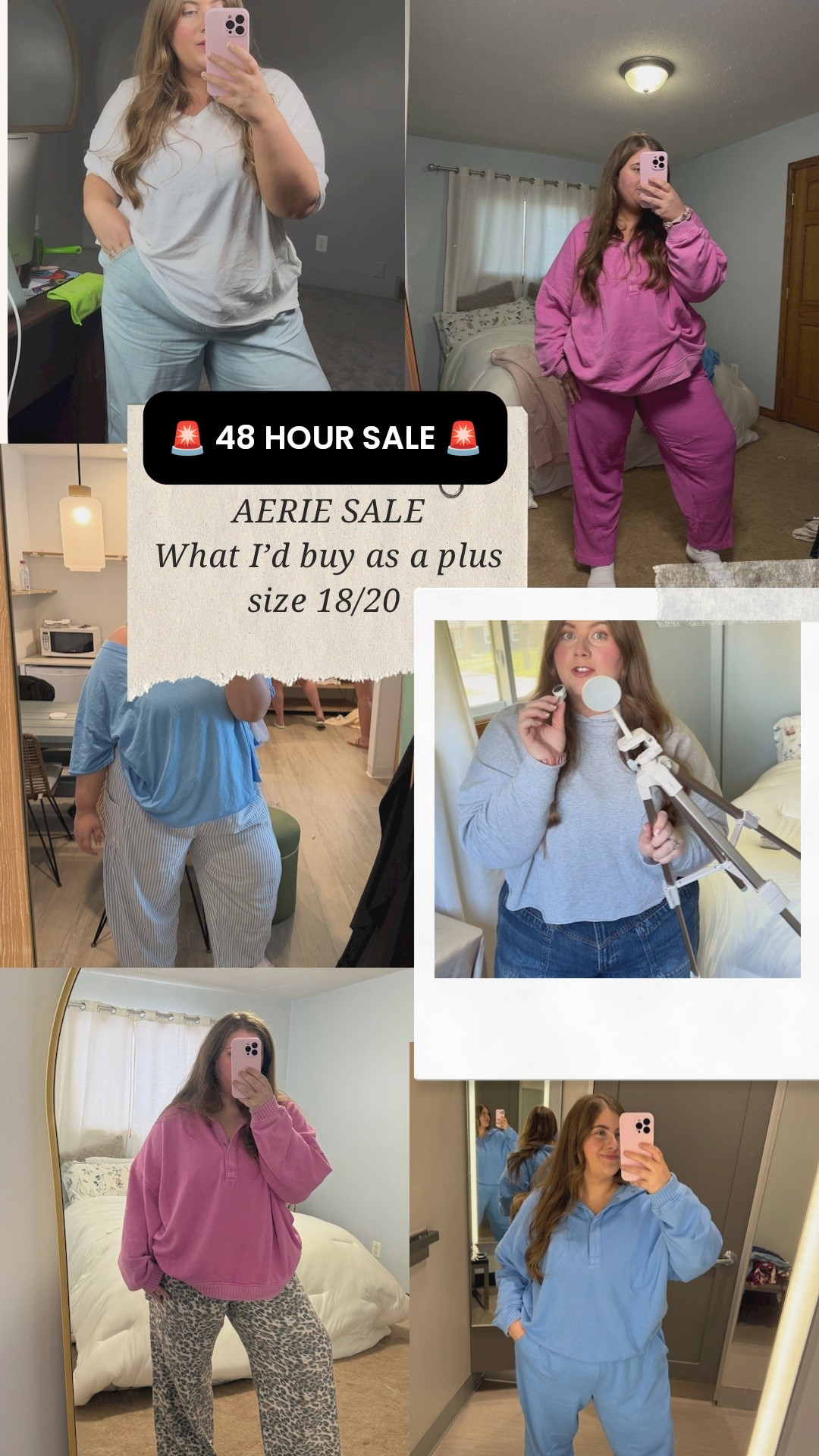 What I bought/would buy as a size 18/20 from the Aerie x LTK sale! The shirts are so oversized and comfy, I’m wearing an xxl in everything! Except I’m wearing an xl tall in the sweatpants 💖

#LTKSaleAlert #LTKxAerie #LTKPlusSize