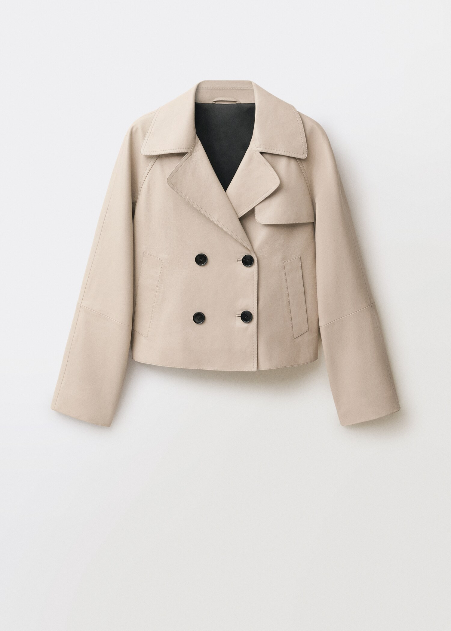 Cropped leather trench coat - Women | MANGO United Kingdom | MANGO (UK)