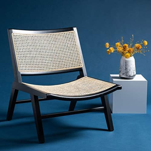 Safavieh Couture Home Auckland Black and Natural Rattan Accent Chair | Amazon (US)