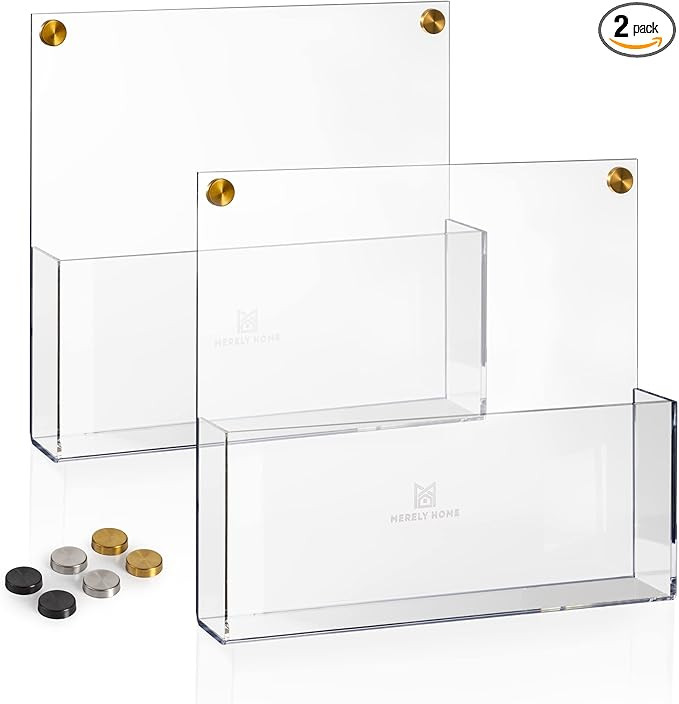 Premium Clear Acrylic Wall File Organizer 2-Pack | Mail Holder Wall Mount | Office Document Sorte... | Amazon (US)