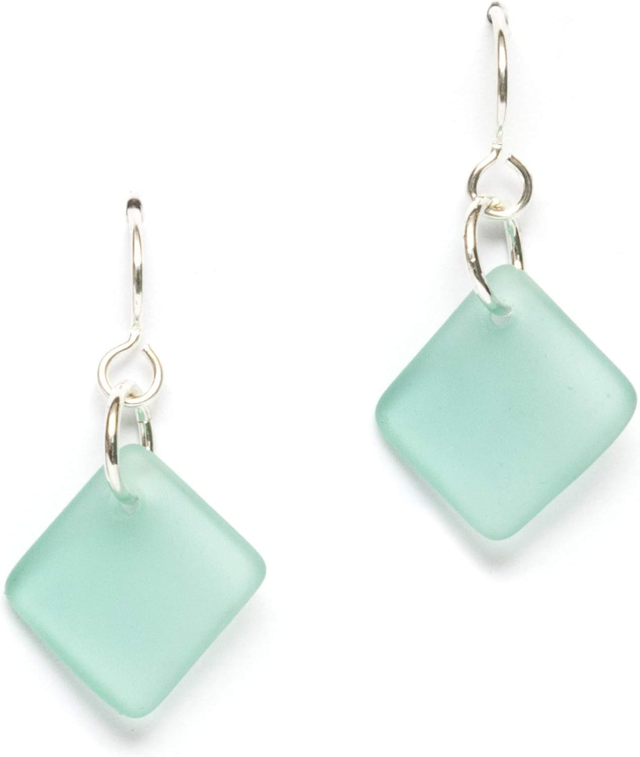 Sea Glass Delicate Diamond Earrings, Sterling Silver Dangle Beach Glass Handmade Earrings, Women's Jewelry, Made in the USA | Amazon (US)