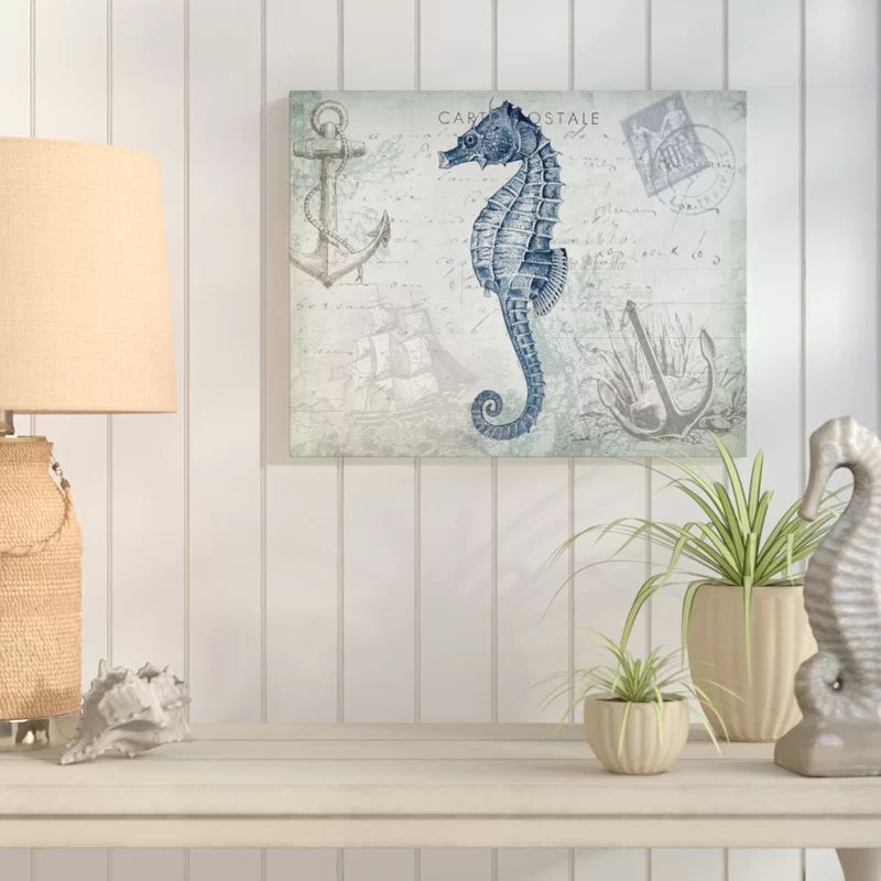 Seaside Postcard: Seahorse by Tre Sorelle Studios - Wrapped Canvas Graphic Art | Wayfair North America