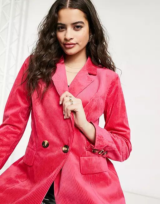 Glamorous double breasted blazer in hot pink | ASOS (Global)