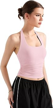 SUUKSESS Women Halter Tank Tops Double Lined Backless Y2K Trendy Going Out Tops | Amazon (US)