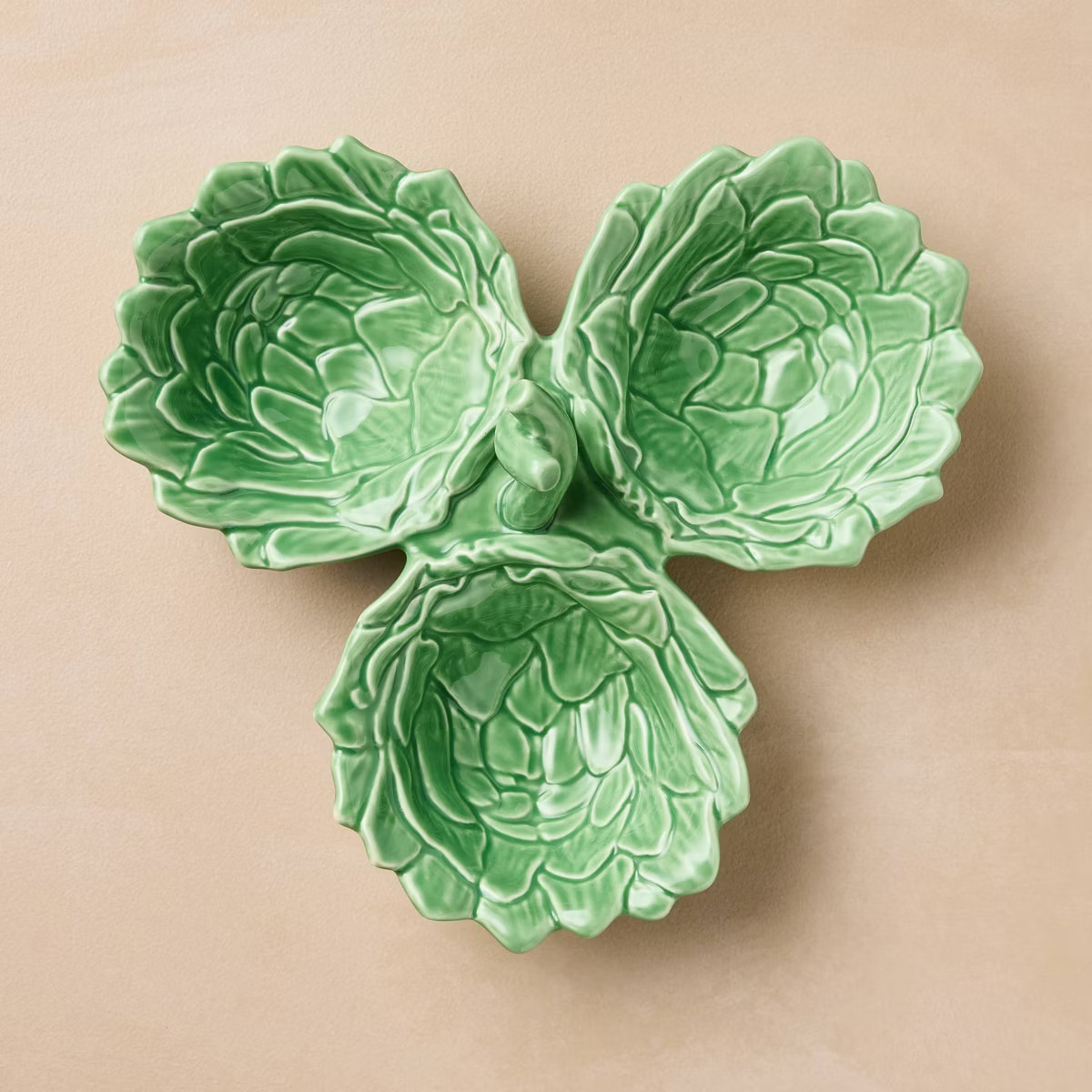 10oz Artichoke Three Section Stoneware Serving Bowl Green - John Derian for Target | Target