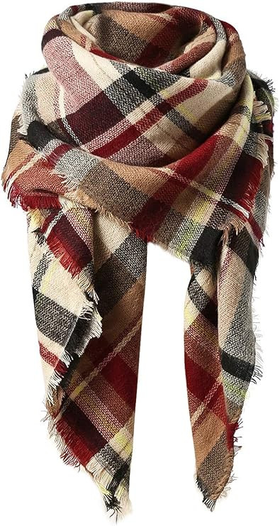 Women's Fall Winter Scarf Classic Tassel Plaid Scarf Warm Soft Chunky Large Blanket Wrap Shawl Sc... | Amazon (US)