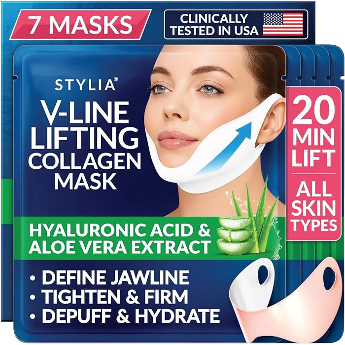 Stylia V Line Lifting Collagen Mask - Lift, Firm & Contour Jawline - Tightening Double Chin Strap... | Amazon (US)
