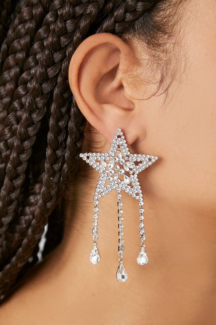 Rhinestone Star Drop Earrings | Forever 21