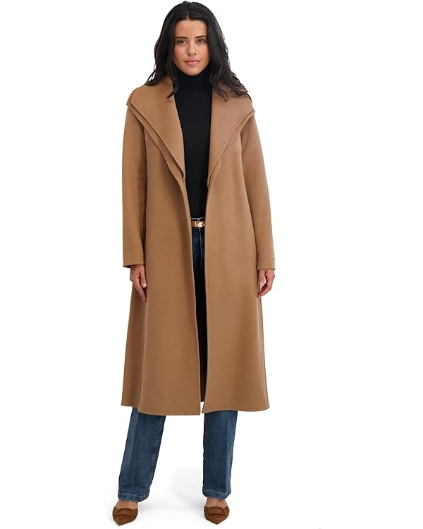 TAHARI Women's Slim Fit Double-Faced Wool Blend Wrap Coat with Tie Belt – Longline Silhouette, ... | Amazon (US)