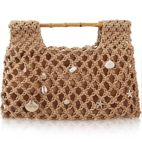 Amazon.com: Sunnymove Women Crochet Woven Mesh Handbag Mother's Day Seaside Beach Vacation Summer... | Amazon (US)