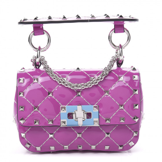 VALENTINO Patent Micro Rockstud Spike Shoulder Bag Orchid | Fashionphile