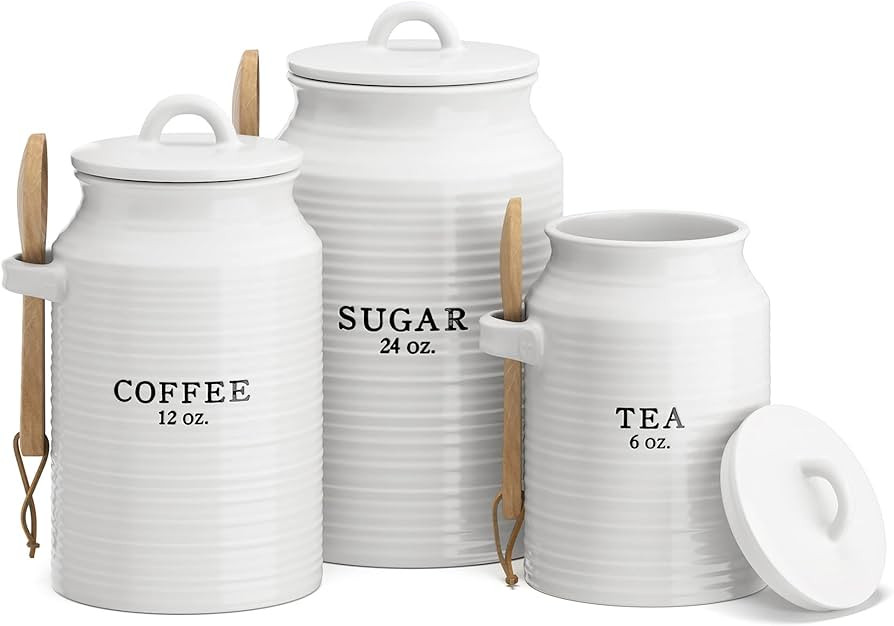 Barnyard Designs Canister Sets for Kitchen Counter, Ceramic Set, Decorative Canisters, Coffee Tea... | Amazon (US)