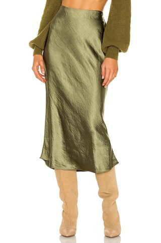 Camila Coelho Gysele Midi Skirt in Sage from Revolve.com | Revolve Clothing (Global)