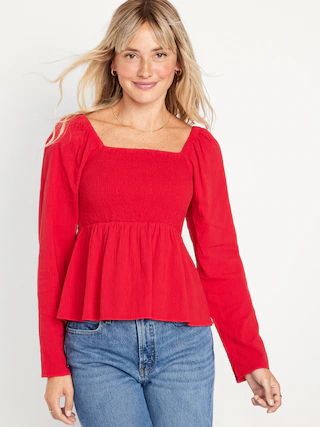 Smocked Crepe Top for Women | Old Navy (US)