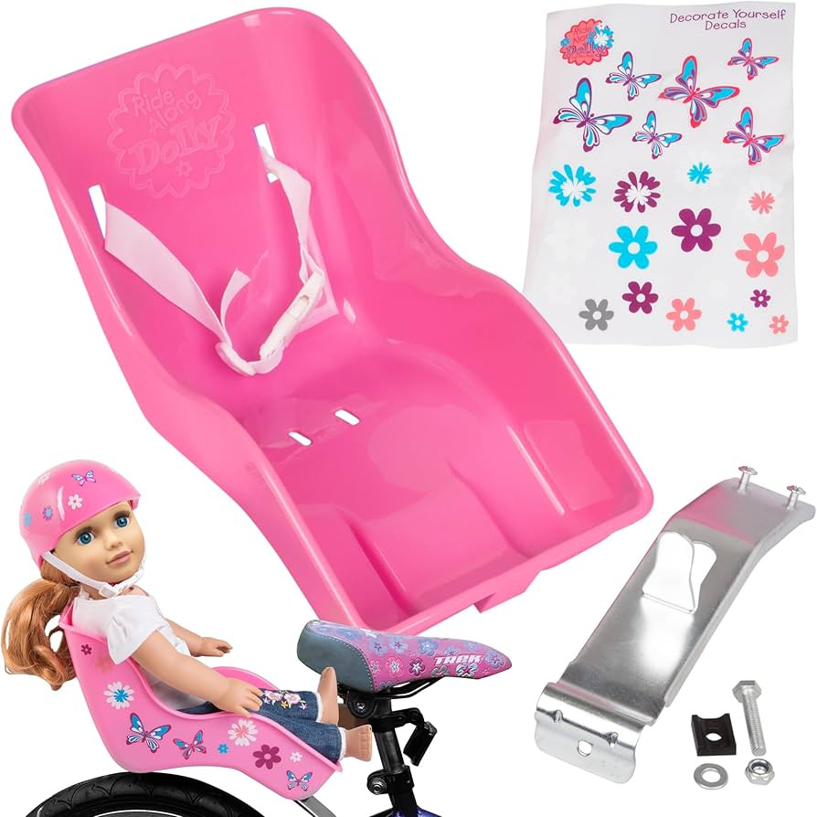 Ride Along Dolly Doll Bicycle Seat - Fits 18-22 inch Dolls & Stuffed Animals - Pink Bike Seat Att... | Amazon (US)
