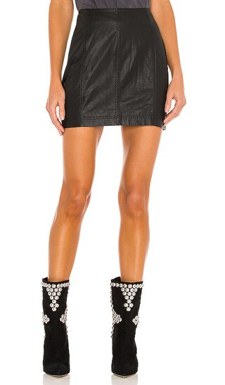 Free People Modern Femme Vegan Mini Skirt in Black. - size 10 (also in 0, 2, 4, 6, 8) | Revolve Clothing (Global)
