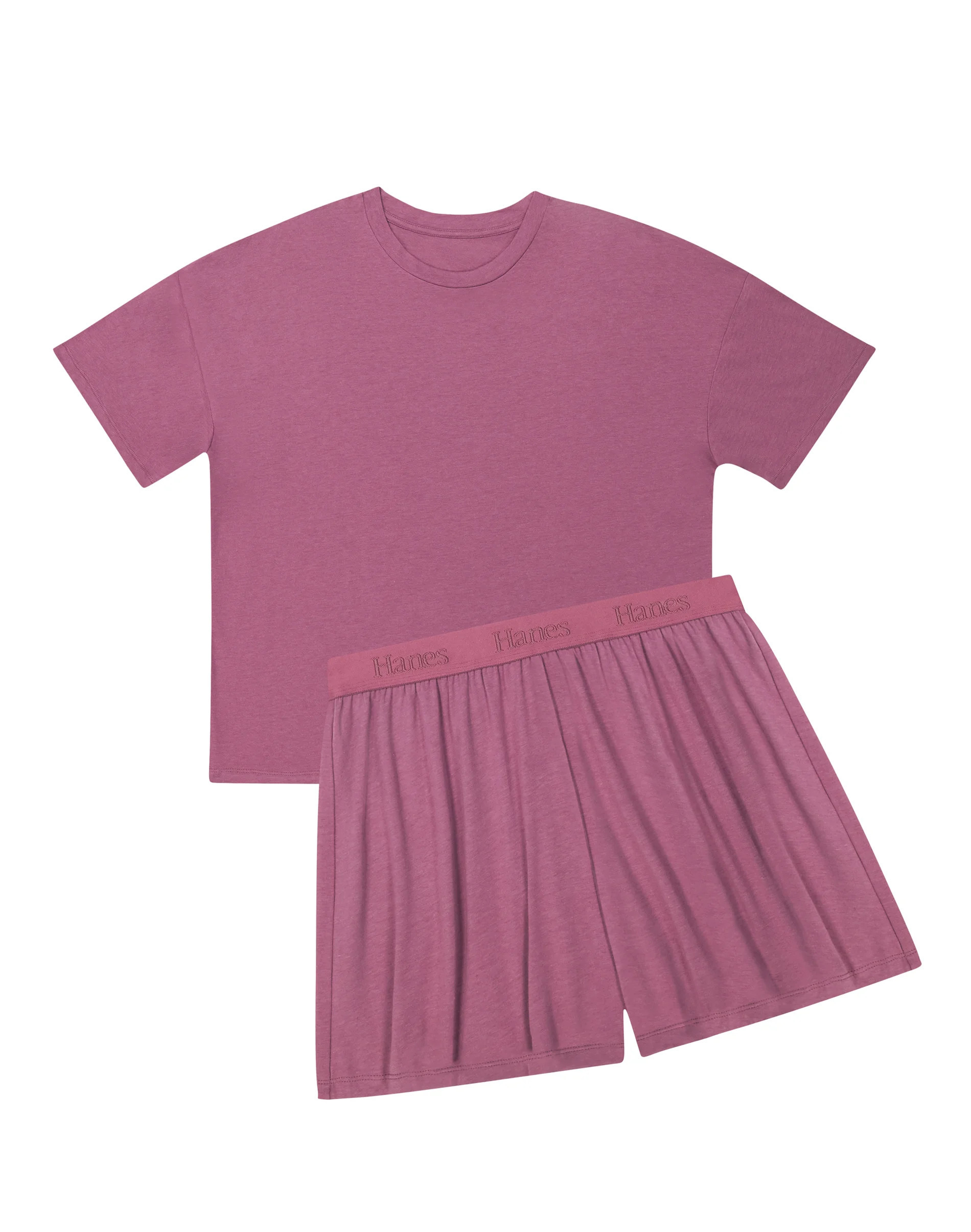 Hanes Comfywear Women's Pajama Set, Loungewear Top & Sleep Shorts Mauve Mood/Mauve Mood S | Hanes.com