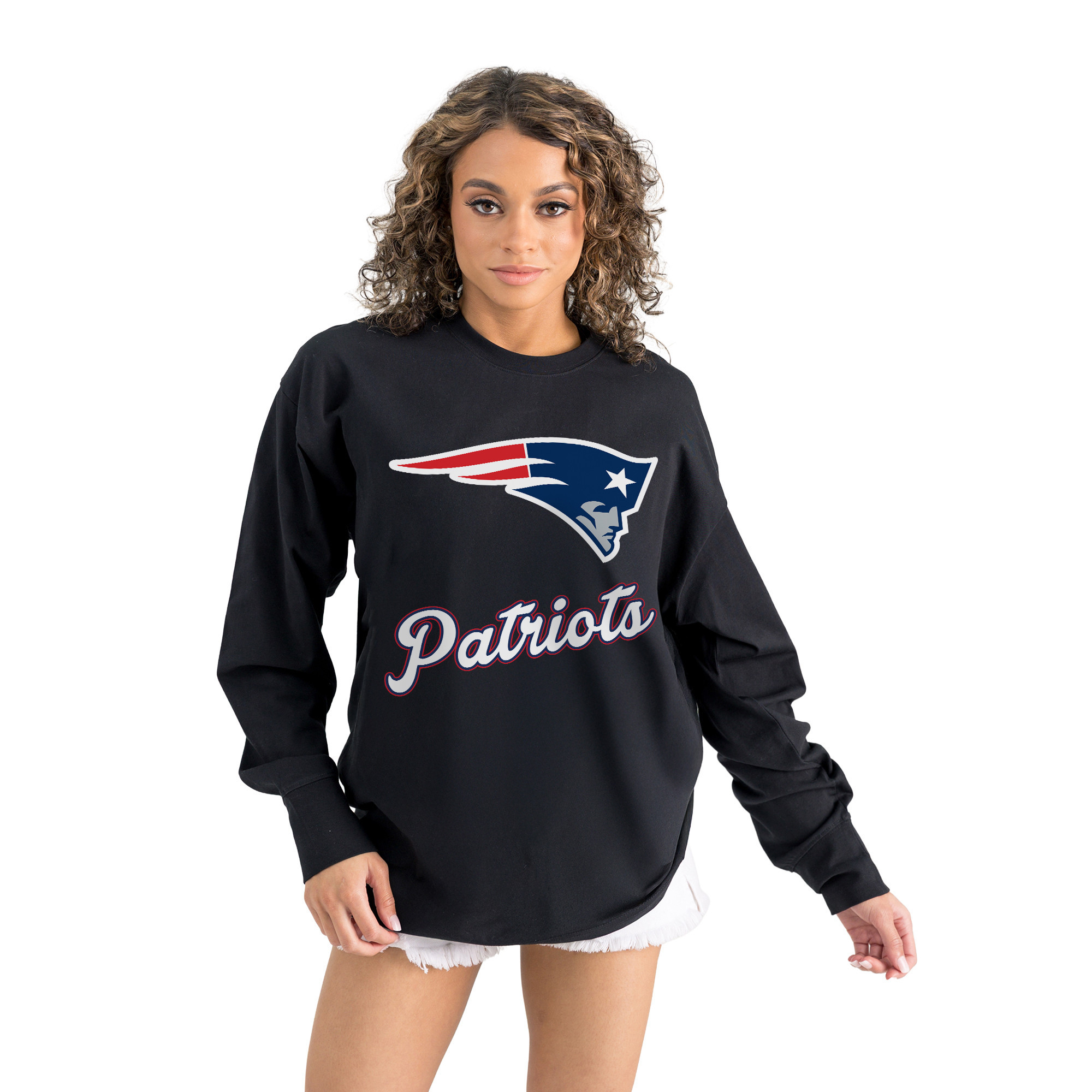 Women's Gameday Couture Black New England Patriots Oversized Long Sleeve T-Shirt | Fanatics