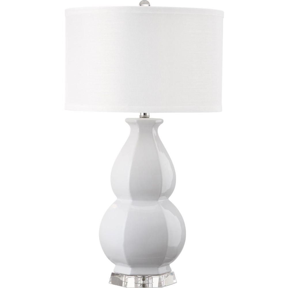 Safavieh Juniper 30.25 in. White Double Gourd Ceramic Table Lamp with White Shade | The Home Depot
