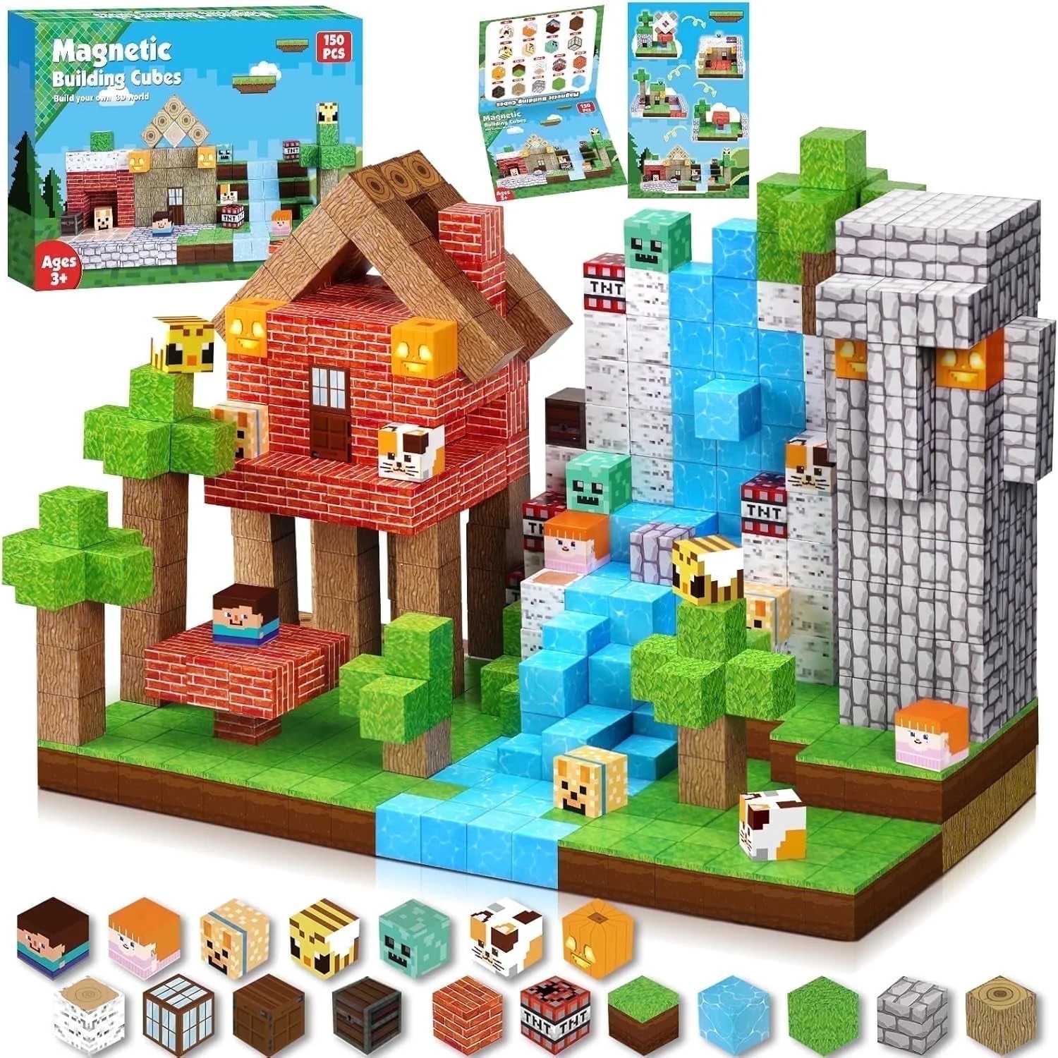 Annexfun 150PCS Magnetic Blocks - Magnetic Building Blocks, Magnet Cubes Toys Stacking, Build For... | Walmart (US)