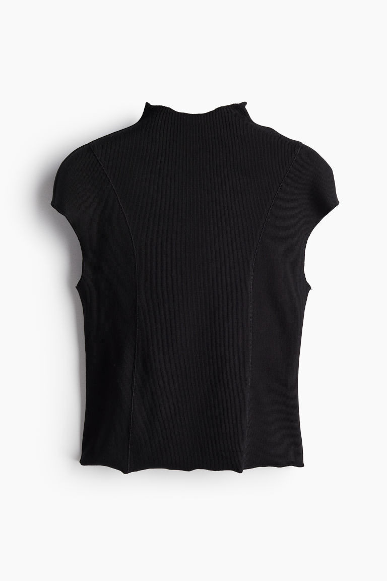 H & M - Ribbed Mock Turtleneck Top - Black | H&M (US + CA)