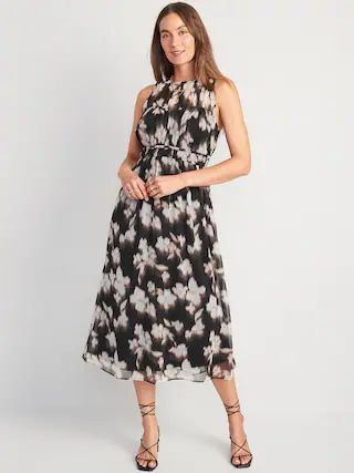 Fit &#x26; Flare Shirred Crinkled Maxi Dress for Women | Old Navy (US)