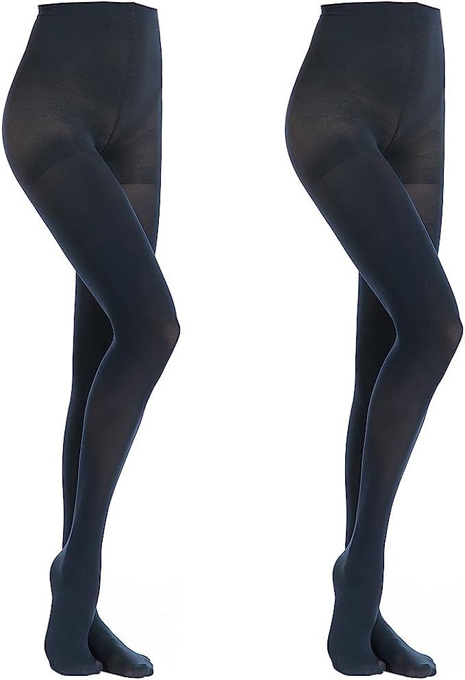 MANZI Women's 2 Pairs Opaque Control-Top Tights 70 Denier | Amazon (US)