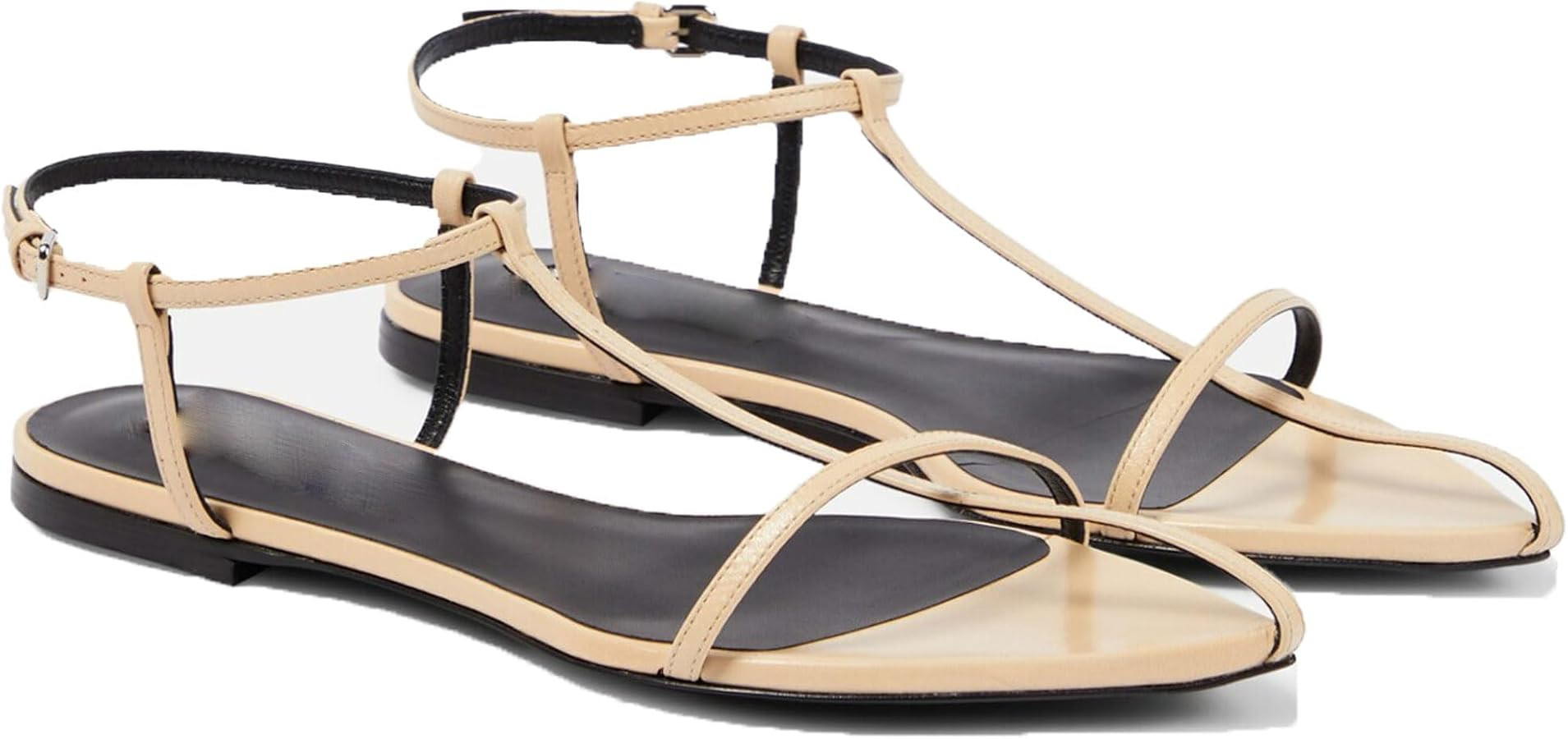 Flat Sandals for Women Adjustable Ankle Strap Slide Sandals Pointed Open Toe Flats Dressy Summer ... | Amazon (US)