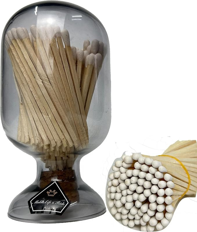 100Pcs 3'' White Matches in a Jar with Striker, Glass Match Holder with Striker, Glass Match Cloc... | Amazon (US)