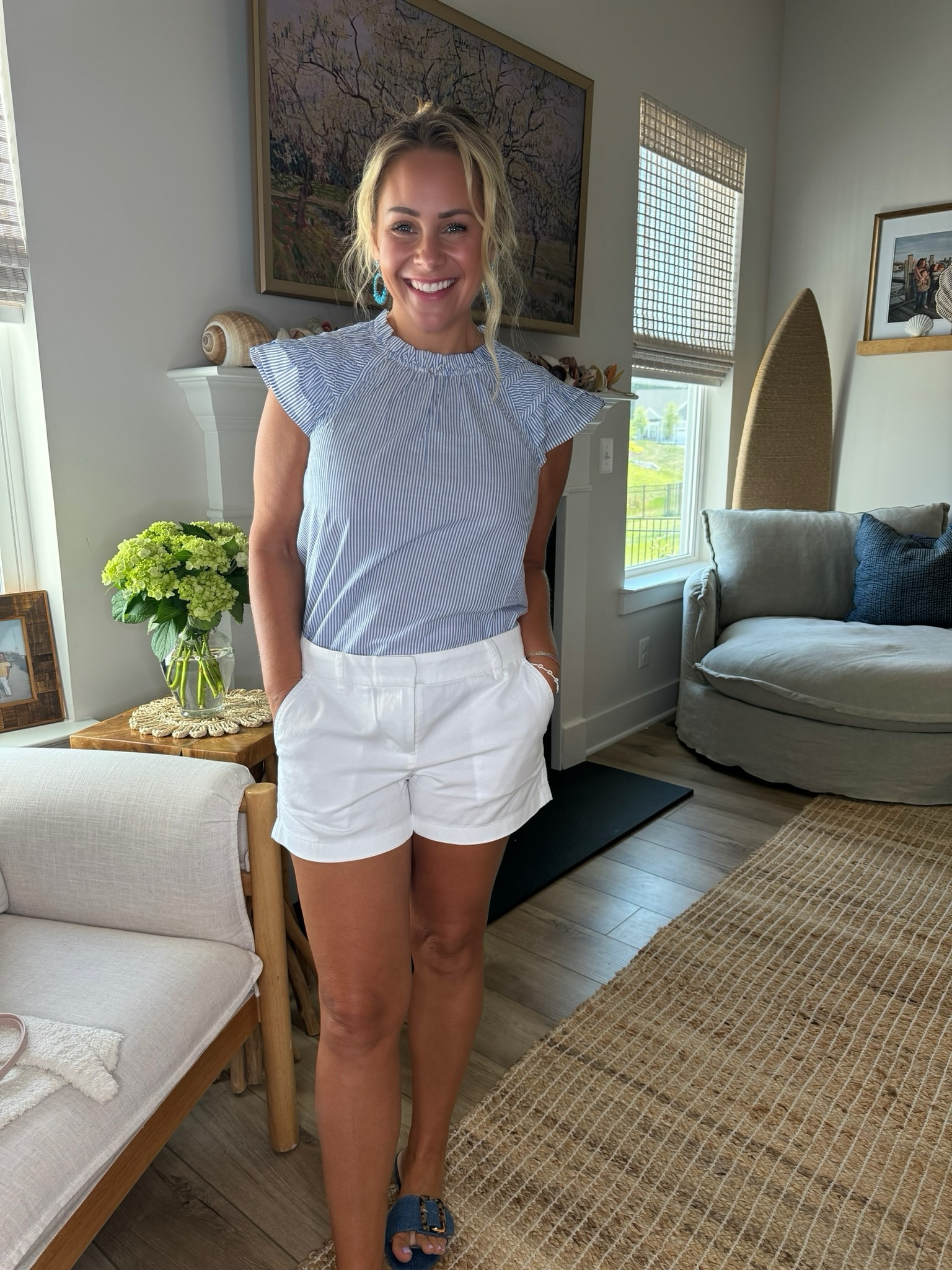 Elevated casual look from J Crew Factory! 

Wearing a 28 in the white shorts and a Small in the striped flutter sleeve top! 



#LTKSummerSales #LTKFindsUnder50 #LTKStyleTip