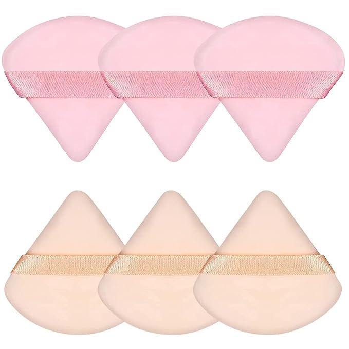 Pimoys 6 Pieces Powder Puff Face Triangle Makeup Sponge Soft Powder Puffs for Loose Powder Beauty... | Amazon (US)