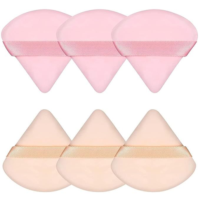 Pimoys 6 Pieces Powder Puff Face Triangle Makeup Sponge Soft Powder Puffs for Loose Powder Beauty... | Amazon (US)