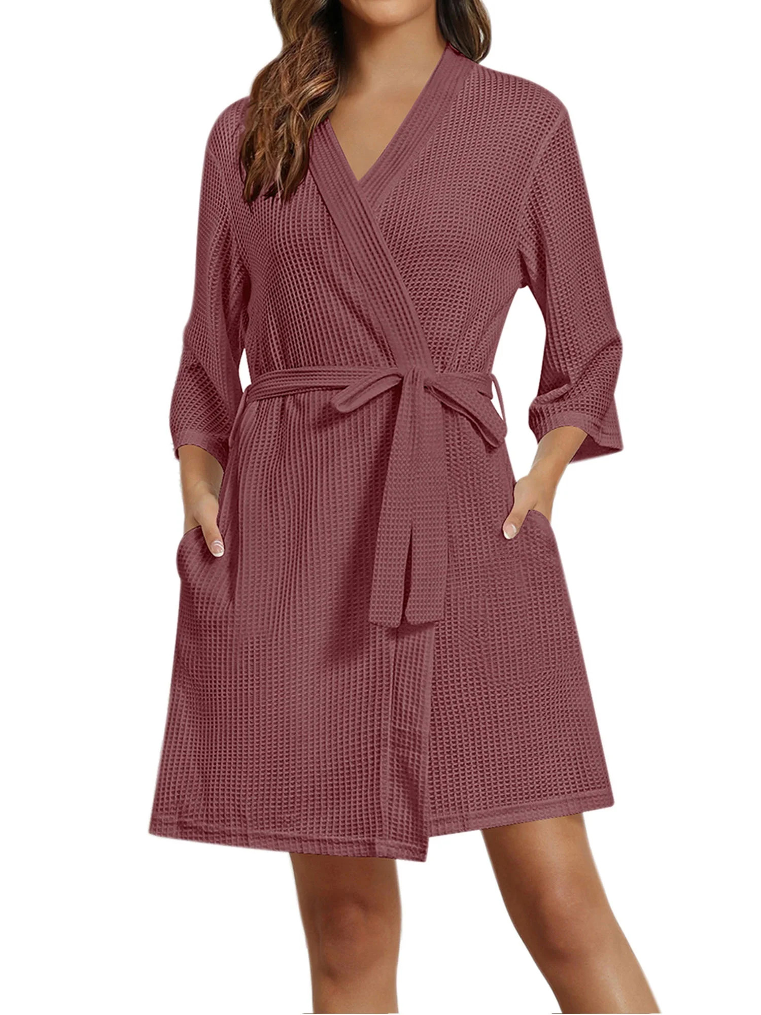 Avidlove Women Robes Knee Length Waffle Knit Soft Bathrobe Lightweight Loungewear | Walmart (US)