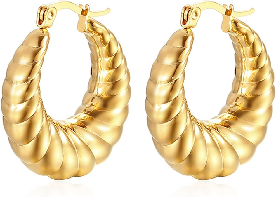 coadipress Croissant Earrings for Women Twisted Round Hoop Earrings Elegant Small Hoop Earrings 1... | Amazon (US)