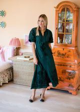 Short Sleeve Coatue Caftan - Emerald | Julia Amory