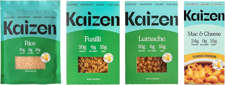Kaizen Pasta & Rice Variety Pack – Low Carb, High Protein Sampler with Fusilli, Lumache, Rice, ... | Amazon (US)