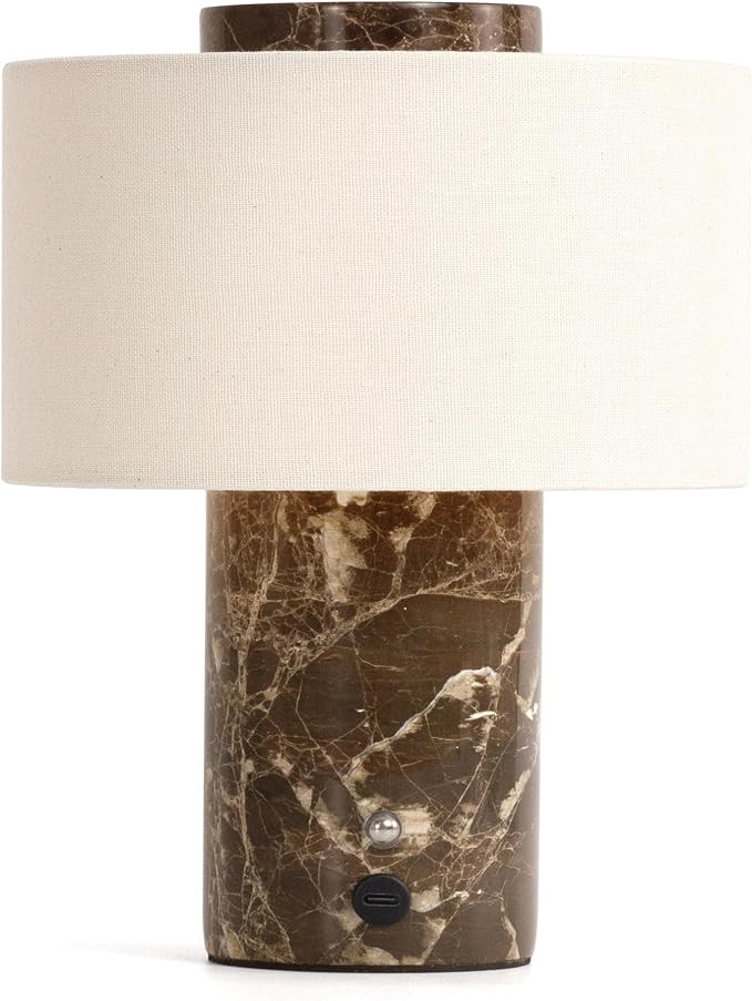 Marble Table Lamp, Rechargeable Touch Lamp, Dark Brown | Amazon (US)