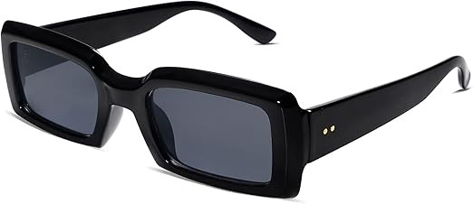 Allarallvr Trendy Rectangle Sunglasses for Women Men Vintage 90's Square Shades Thick Frame Nude ... | Amazon (US)