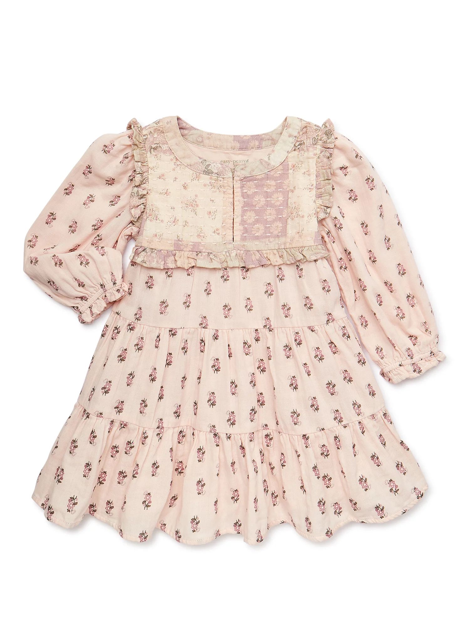 easy-peasy Baby and Toddler Girls Woven Patchwork Dress, Sizes 12 Months-5T | Walmart (US)