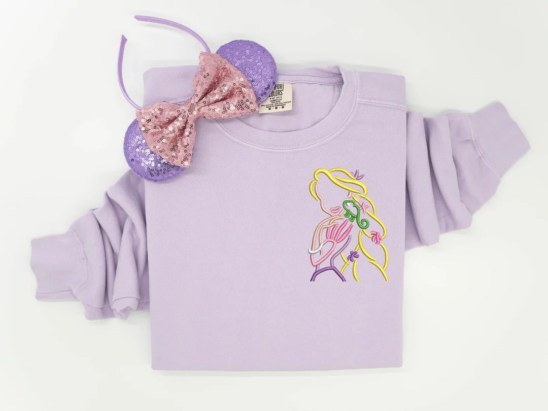 Rapunzel Embroidered Crewneck Crew Tangled Embroidered - Etsy | Etsy (US)