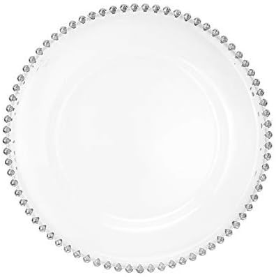 USA Party Flower Elegant Clear Acrylic Charger Plate with Bead Rim, Set of 12 (12.5 inch) (Silver... | Amazon (US)