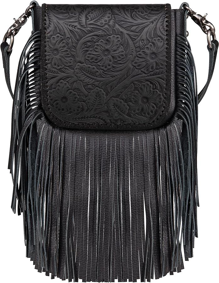 Montana West Western Crossbody Bags for Women Cowgirl Small Tooled Fringe Leather Purse | Amazon (US)