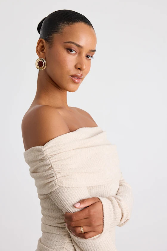 Coveted Favorite Cream Textured Off-the-Shoulder Top | Lulus