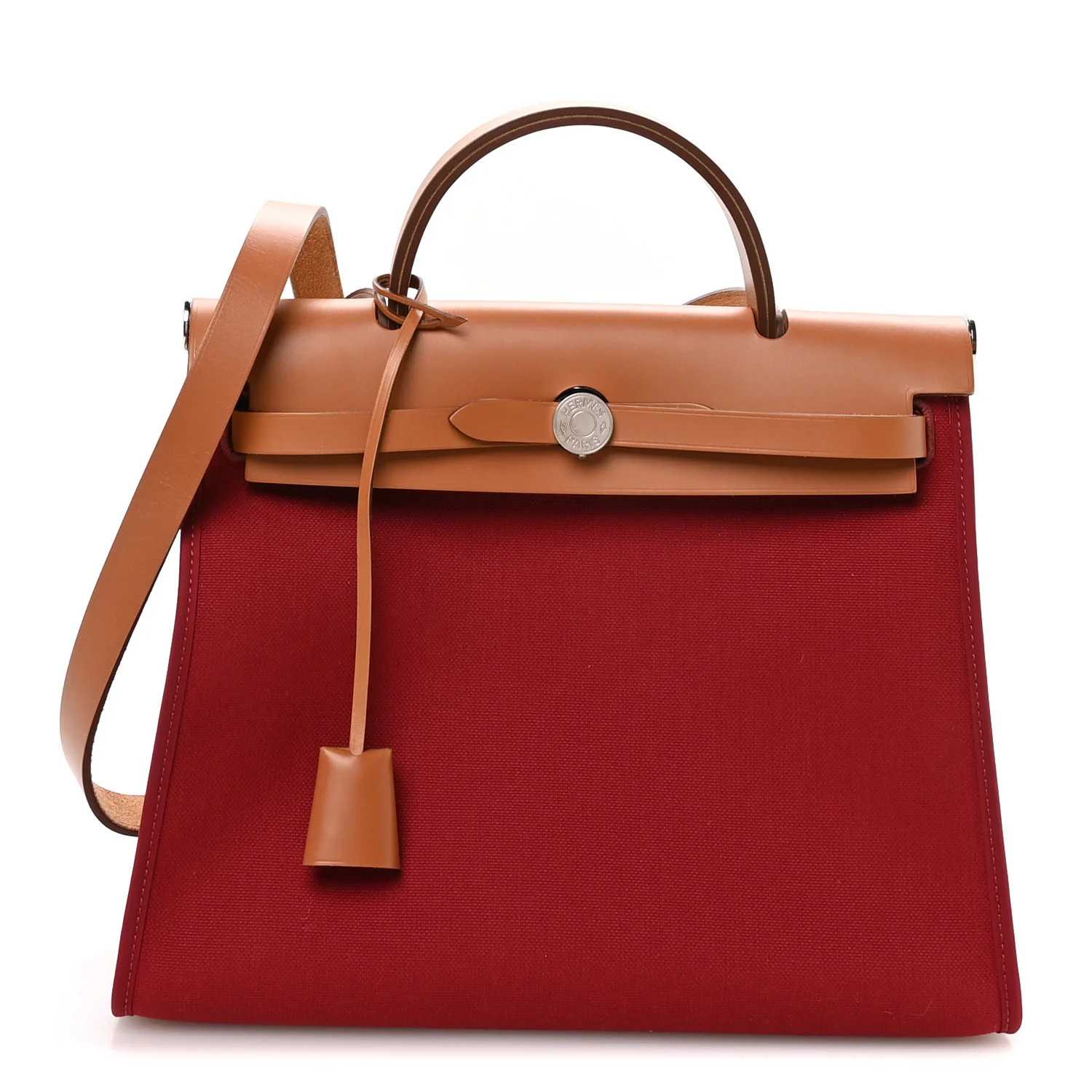 Vache Hunter Toile Herbag Zip 31 PM Rouge Grenat Natural | FASHIONPHILE (US)