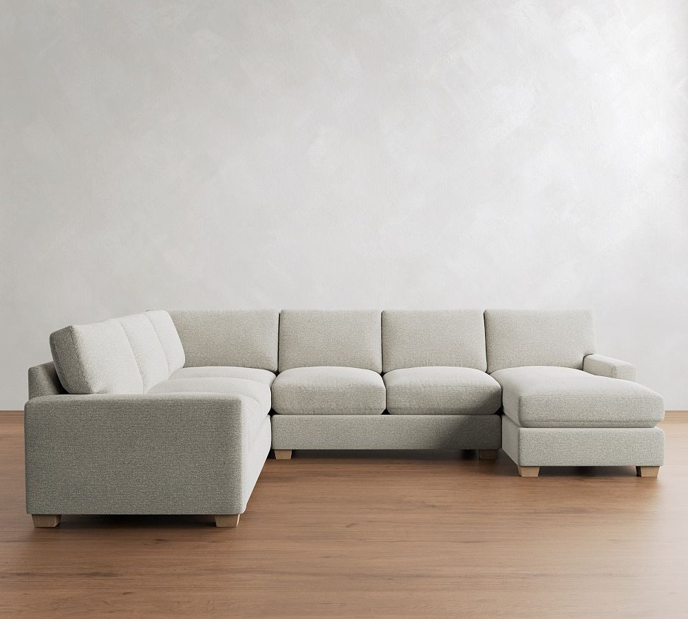 PB Comfort Modern Square Arm L-Shaped Chaise Sectional (134") | Pottery Barn (US)