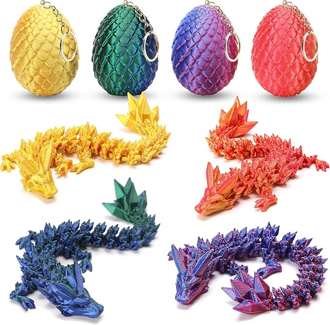 4PCS 3D Printed Dragon Eggs with Dragon Inside, Class Valentines Day Gifts for Kids, Easter Baske... | Amazon (US)